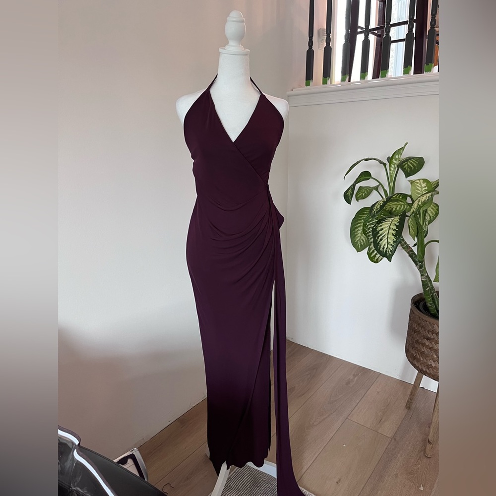 🎉SOLD🎉NWT $625 L'AGENCE Sabrina halter dress eggplant purple black fringe